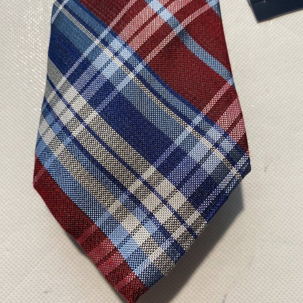 NEW Mens Italy Made Cremieux Neck Tie Silk Viscose Blue Navy Plaid MSRP $60 -A59 - Picture 2 of 7